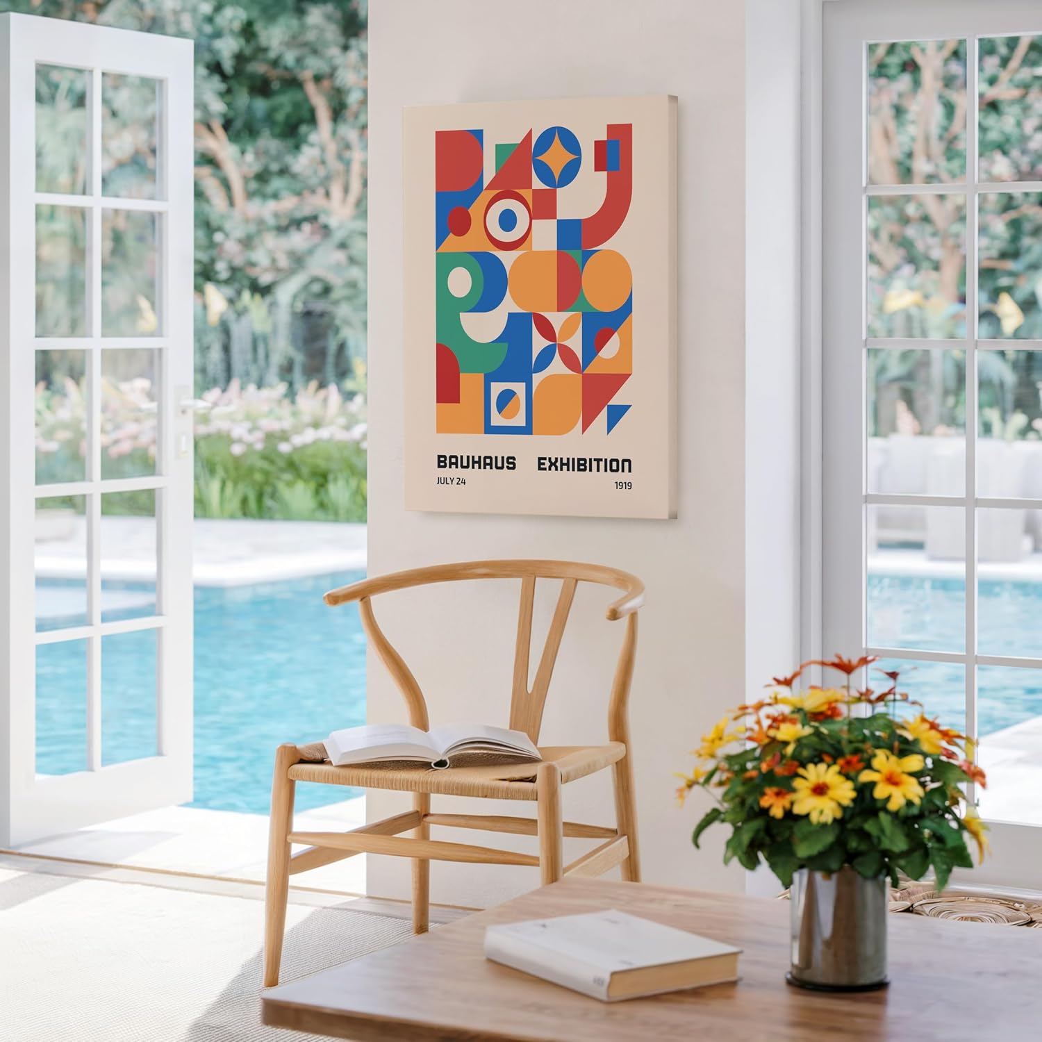 Poster Master Vintage Bauhaus Canvas - Retro Geometric Print - Mid Century Art - Gift for Him, Her, Men, Women - Abstract Wall Decor for Office, Living Room, Bedroom - 8x10 STRETCHED Canvas