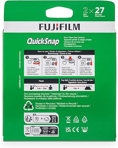 Miniatura 5 de Cámara de película Fujifilm QuickSnap Flash 400 de un solo uso de 35mm con flash, 27 exposiciones, paquete de 8