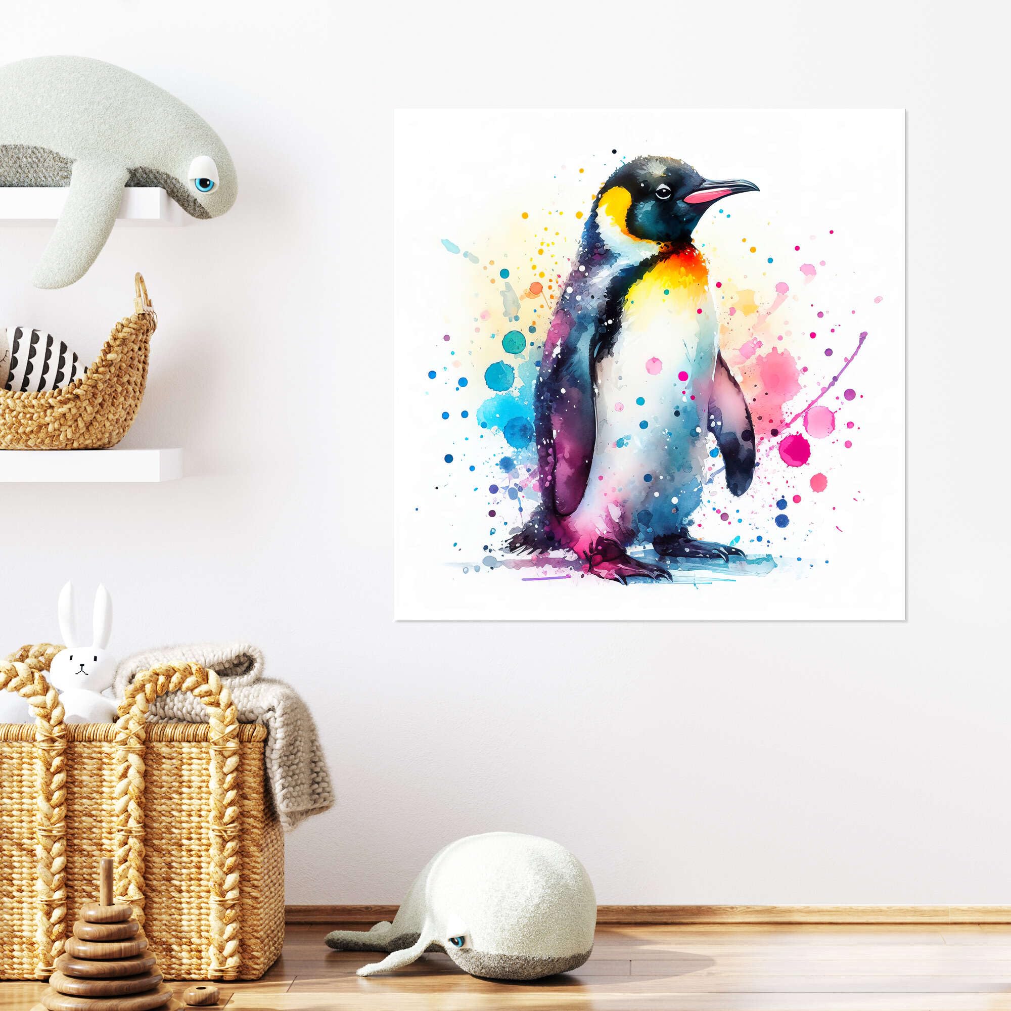 Penguin in watercolour Plakat