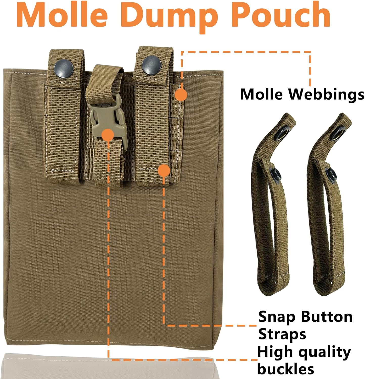 Tactical Foldable Buckle Pouch - 500D Nylon Roll Up Drop Dump Pouch for Tactical Duty Belt Molle Tool Bag Space Saving - Image 2