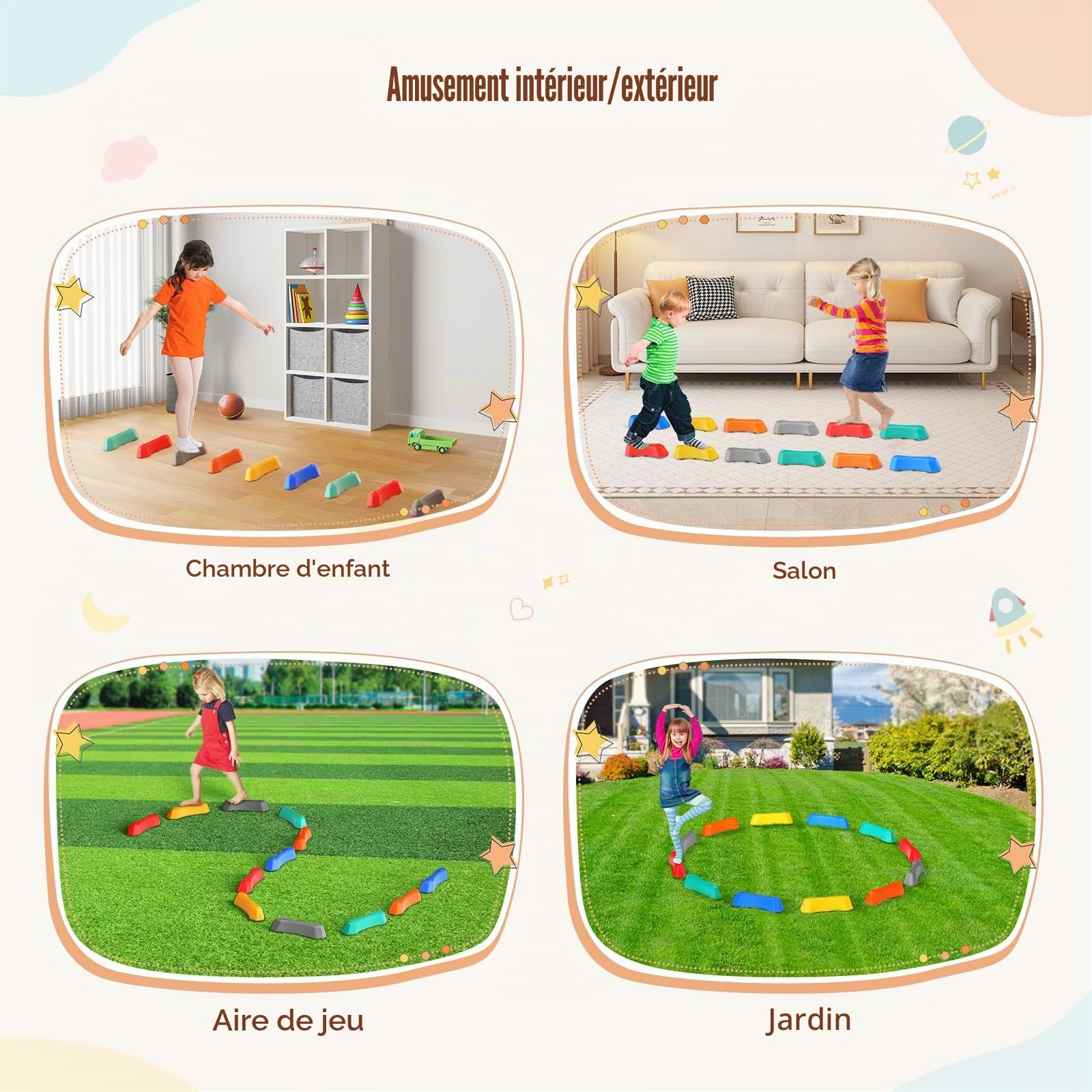 Pierres d'équilibre pour enfants - Pierres empilables - Favorisent l'équilibre