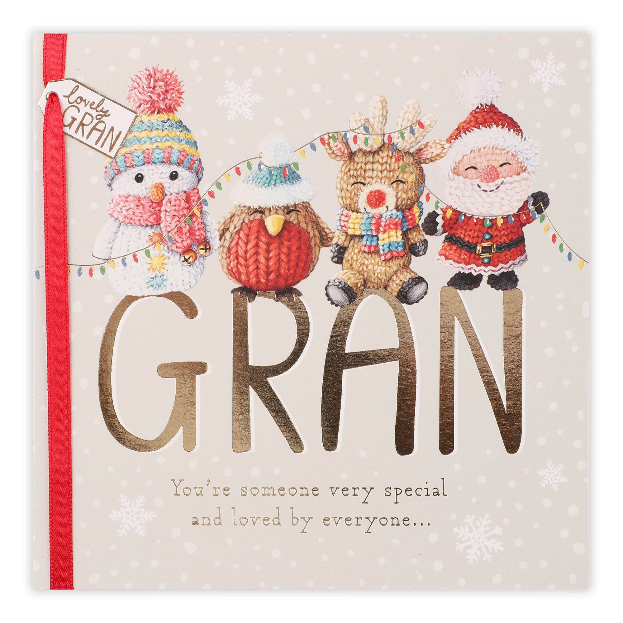 Clintons: Gran Knitted Characters Christmas Card, Multi-Colour, 165 x 165, 1170552