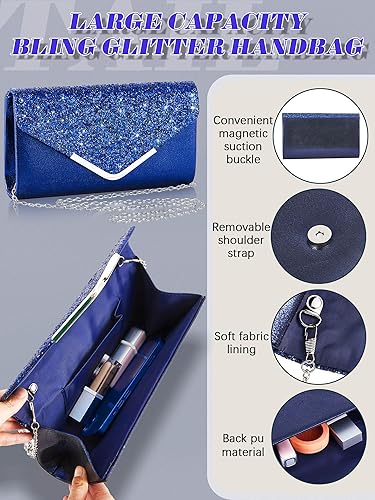 Miniatura 10 de Henoyso Juego de 5 piezas de joyería de diamantes de imitación para mujer bolso de mano con diamantes de imitación para boda novia graduación