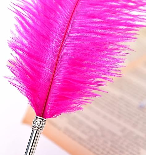 Miniatura 8 de SpyShop Hermoso bolígrafo de pluma de avestruz de escritura pluma pluma recepción boda conjunto (azul rey)