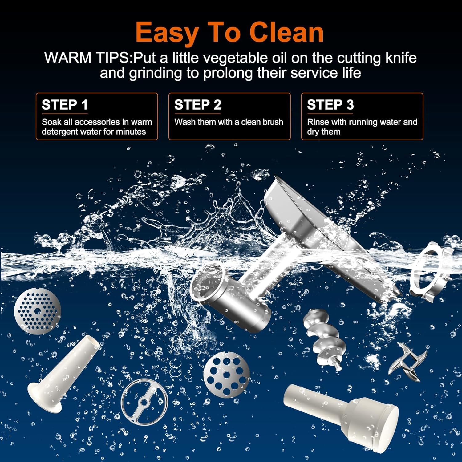 Commercial Meat Grinder Mincer, 3500W ETL Heavy Duty Sausage Stuffer with Reverse, 3 Plates & 2 Blades, Sausage Tubes Set, for Catering Restaurant Butcher Shop, Perfect for Iftar