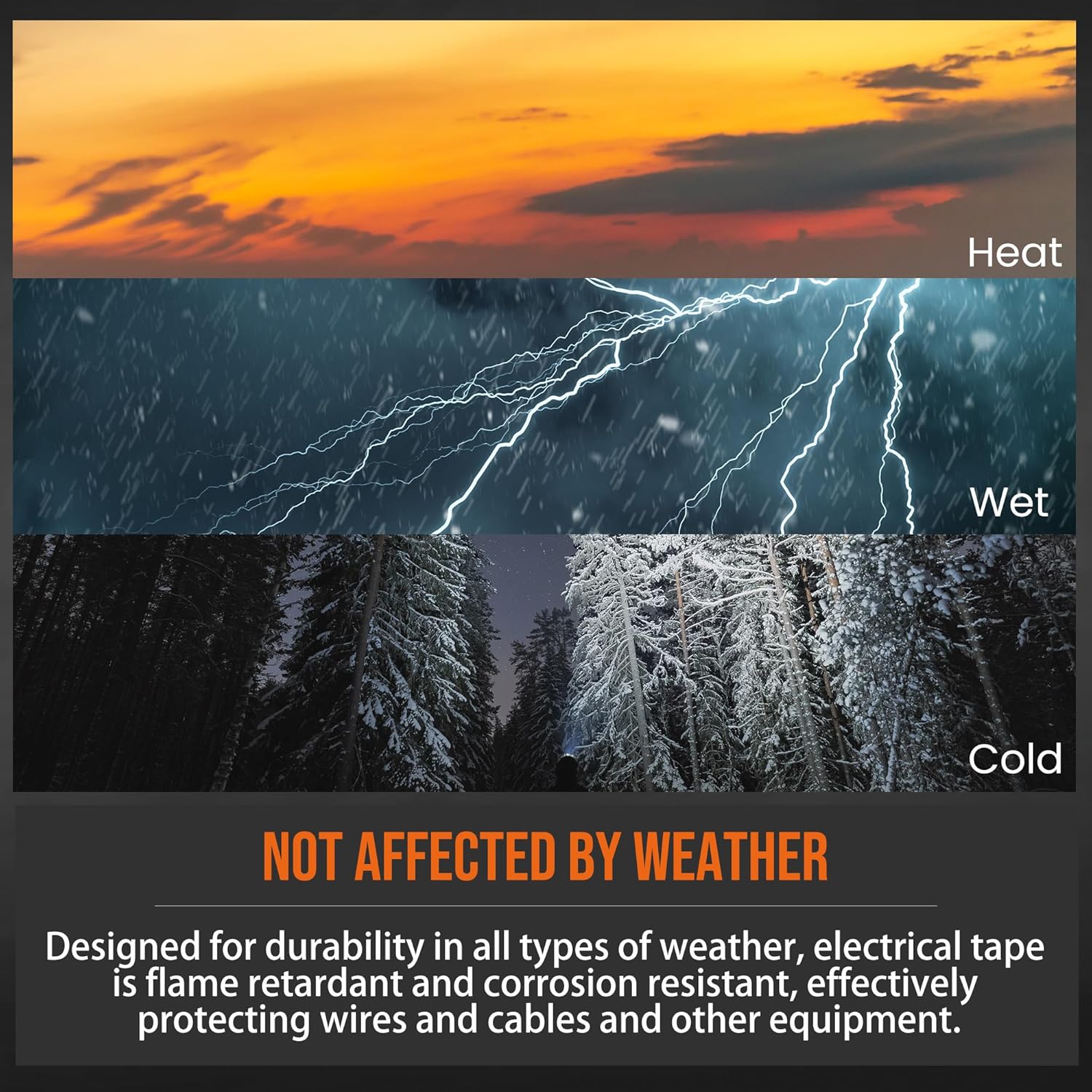 Lichamp 70-Pack Black Electrical Tape Waterproof, 3/4 in x 66ft, Industrial Grade UL/CSA Listed High Temp Electrical Tape Electric Super Vinyl