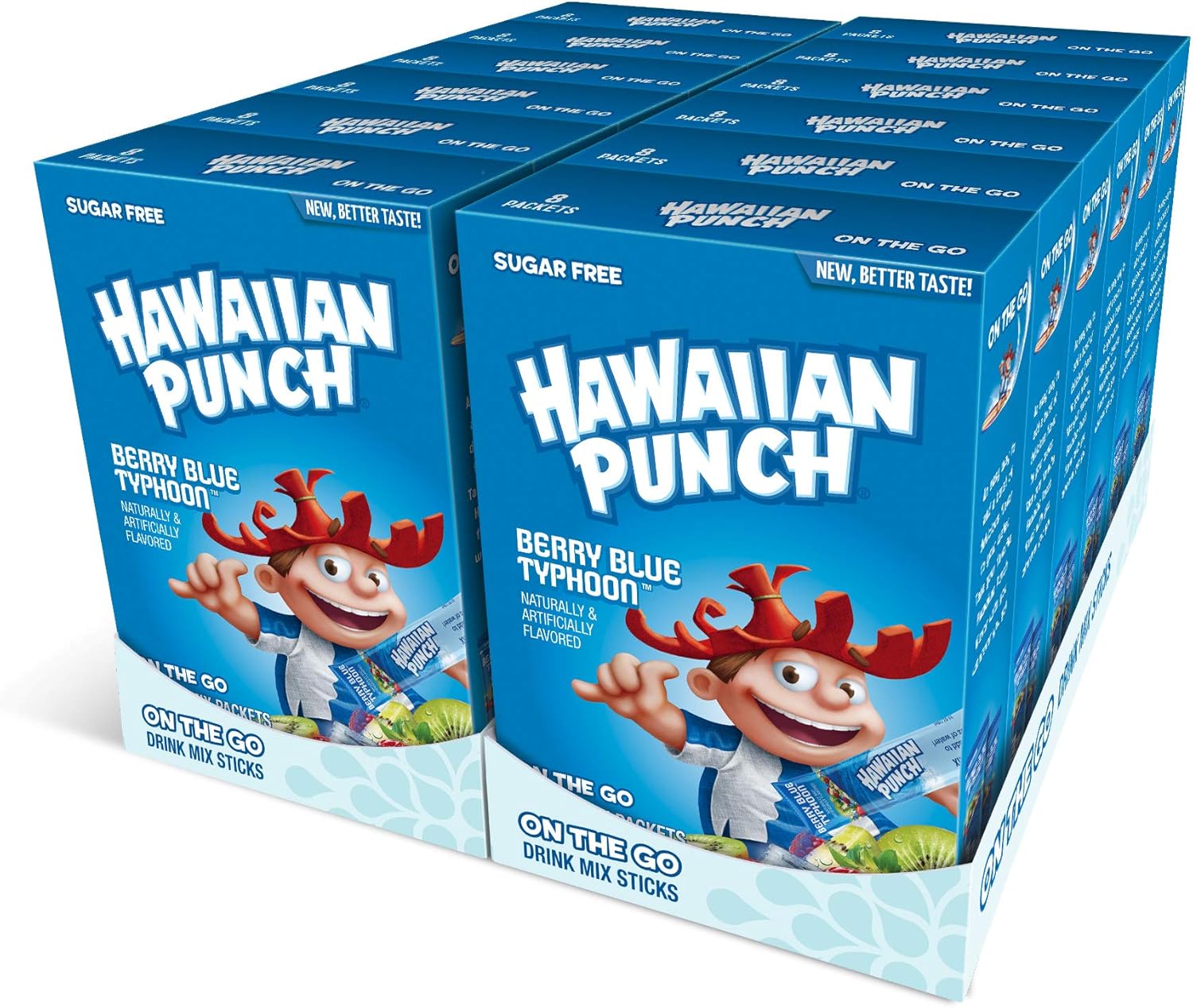 Hawaiian Punch, Berry Blue Typhoon Powder Drink Mix (12 boxes, 96