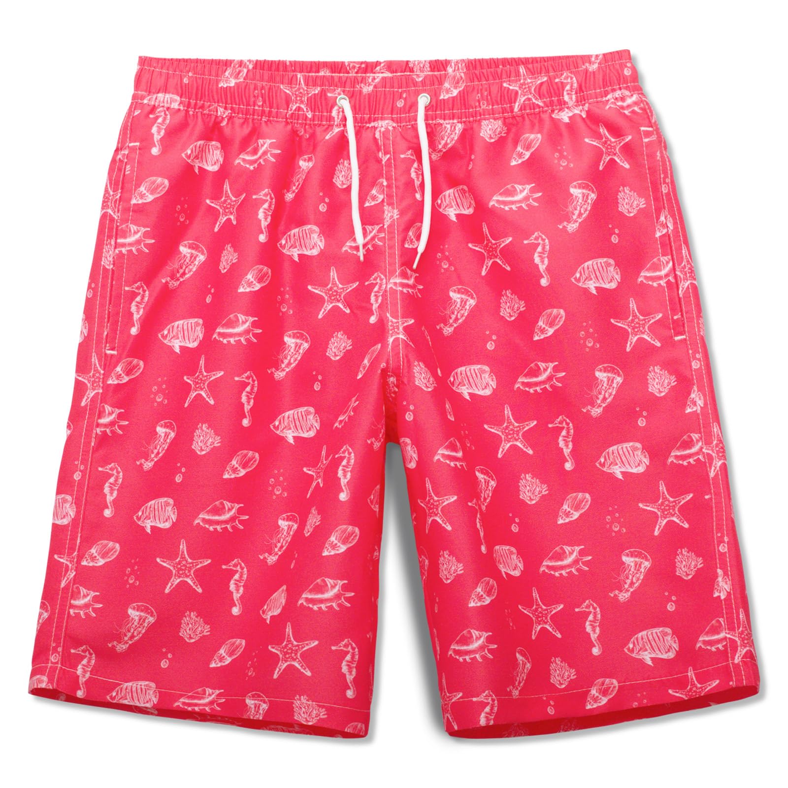 Meilonger Boys 21001-Watermelon Red(Conch) Swimming Shorts Quick Dry Beach Board Trunks Swimwear Bathing Suits Size 6-7,8,10-12,14-16(Watermelon Red(Conch),14-16)