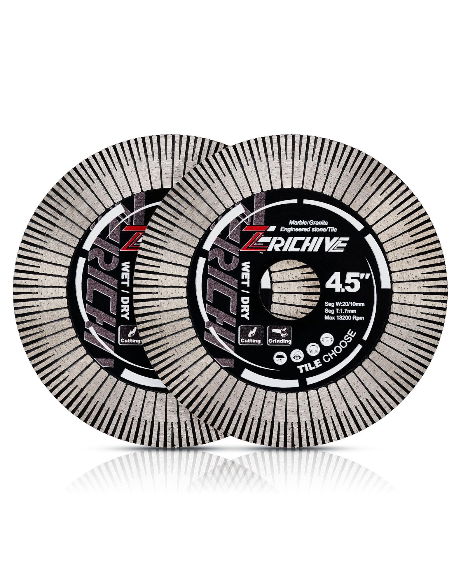 Zerichive 2 Pack-4.5" Tile Blade Ceramic Cutting Blade for Cutting and Grinding Porcelain Tile Granite Marble