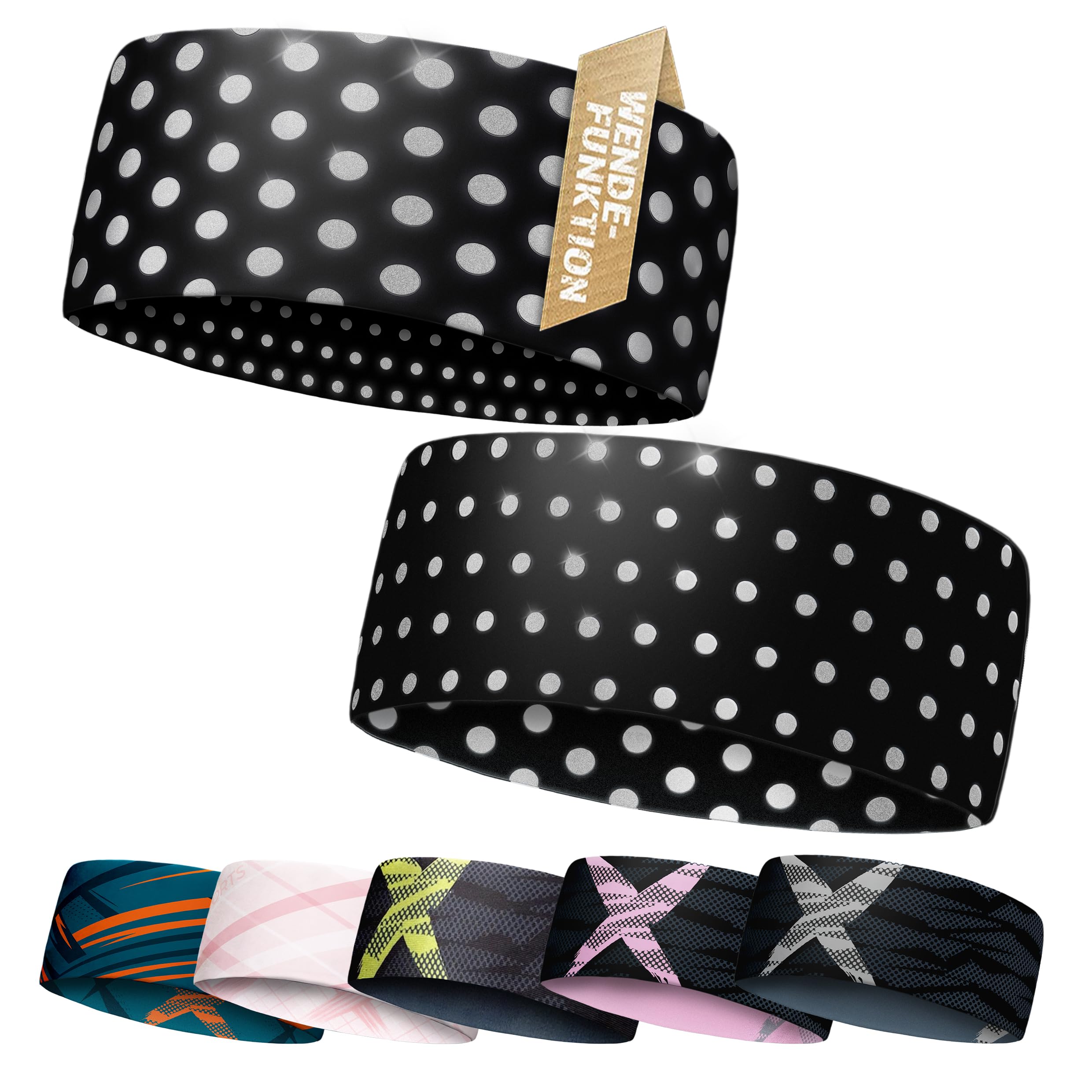 Fascia bambini sottile reversibile, fascia sportiva ultraleggera per bambine e bambini, elastica e traspirante sotto il casco, fascia bambini 4-14 anni (riflettente)