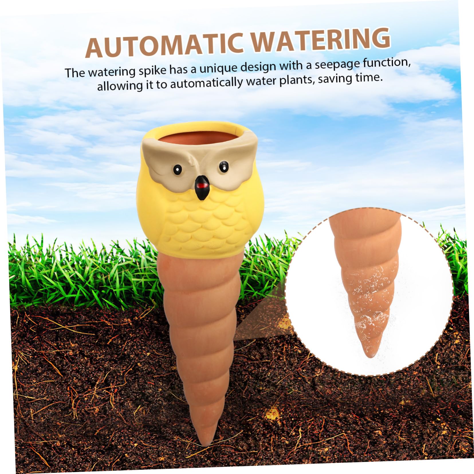 Punti Irrigazione Automatici a Gufo in Ceramica 4 Pezzi per Vasi | Piante in Vaso e Fioriere, Uso Casa e Giardino, Resistente a Usura e Rottura