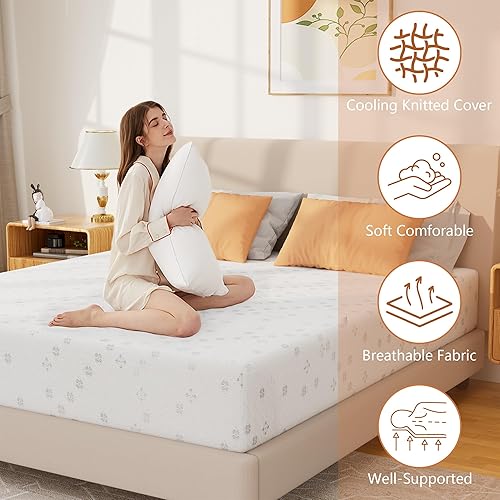 Miniatura 5 de Colchón California King de espuma viscoelástica de 10 pulgadas en una caja, espuma viscoelástica de gel o soporte lumbar, firmeza media, alivio de