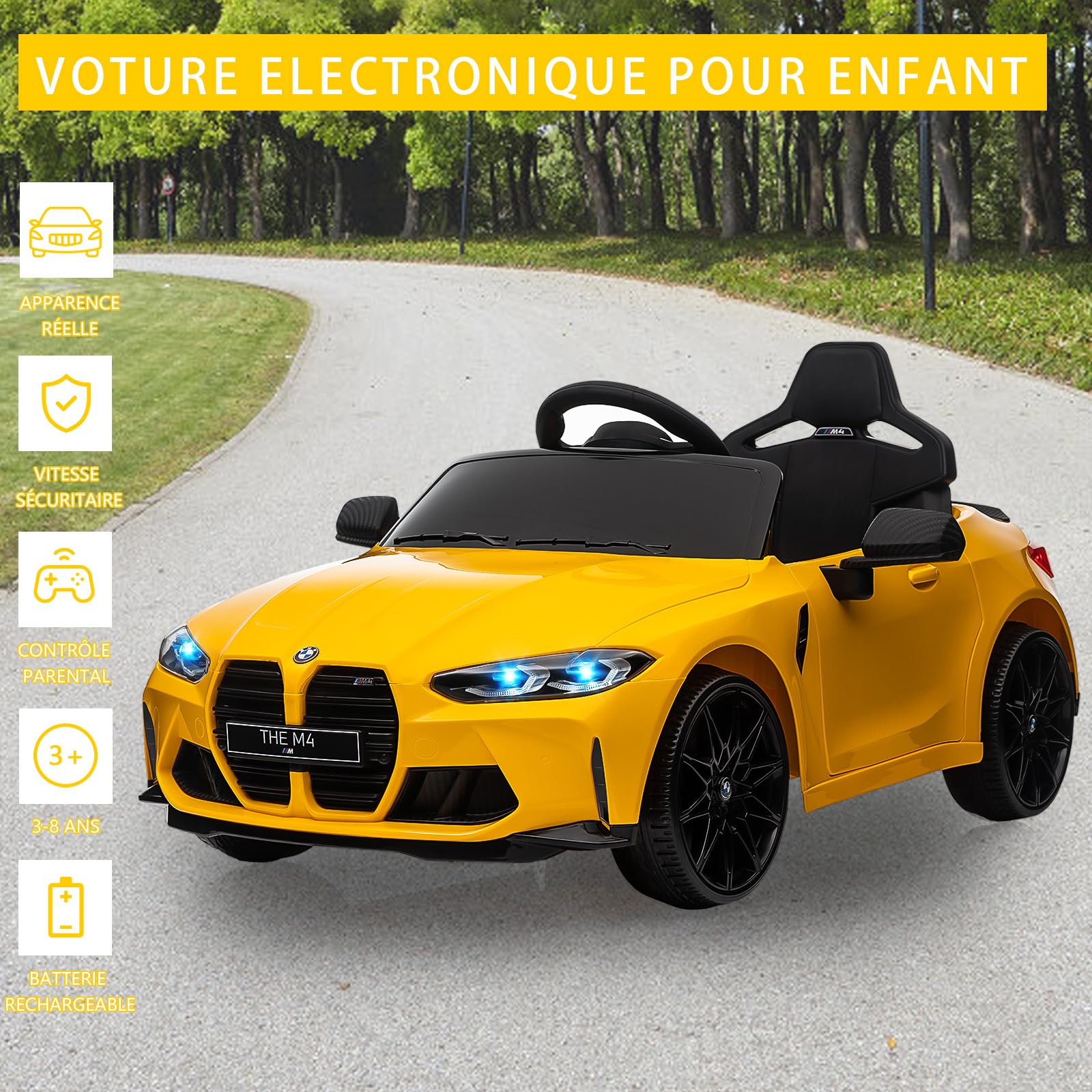 Litake Kinder Elektroauto 12V Mit Fernbedienung Doppeltüren Sicherheitsgurt, LED Licht, Musik Elektrisches Kinderfahrzeug Batteriebetrieben Für Kinder 3-8 Jahre