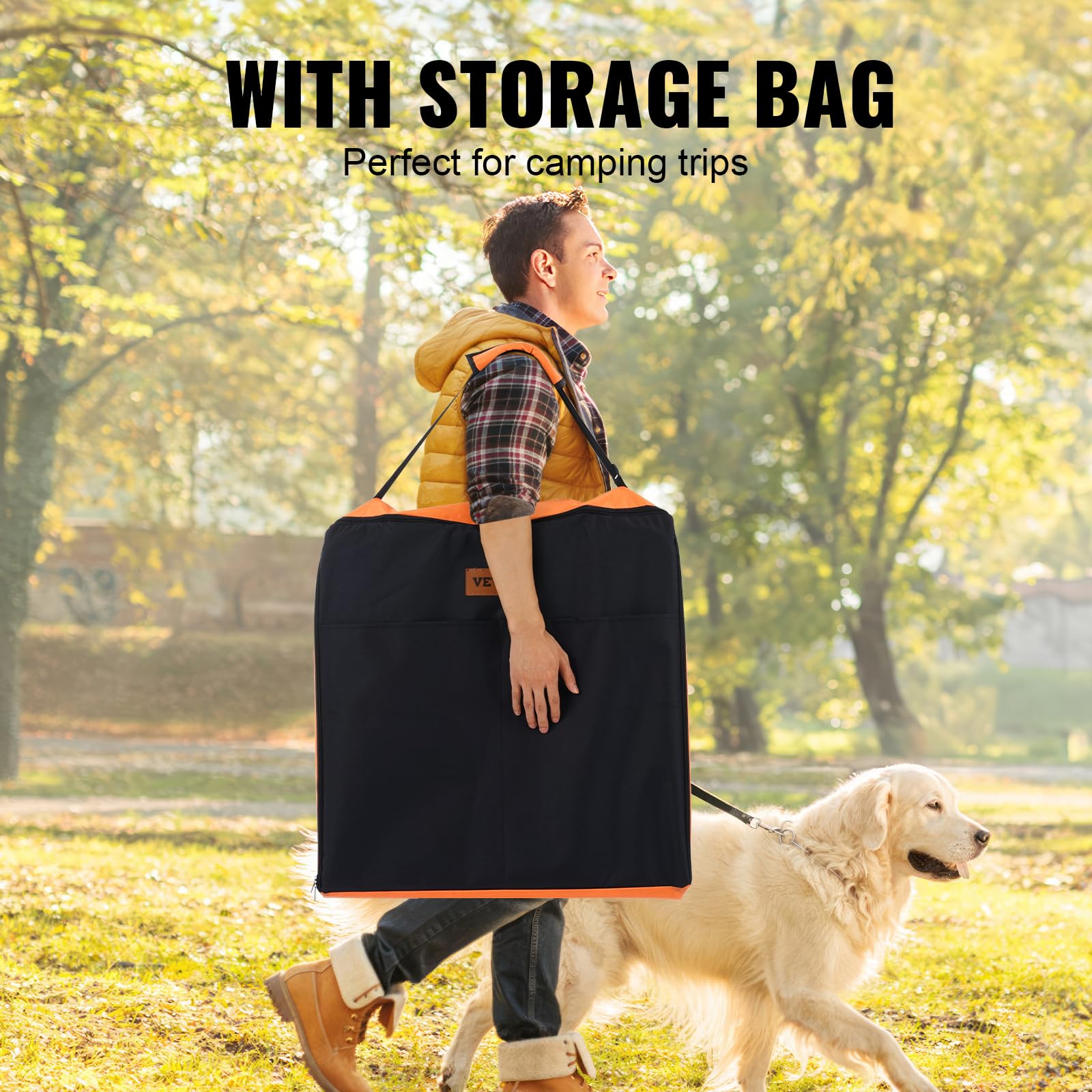 VEVOR Parque de Juegos para Perros 8 Paneles de 610 x 610 mm, Corral de Ejercicios de Metal Plegable para Mascotas con Puerta, Bolsa de Almacenamiento y Almohadilla Inferior para Perros, Gatos