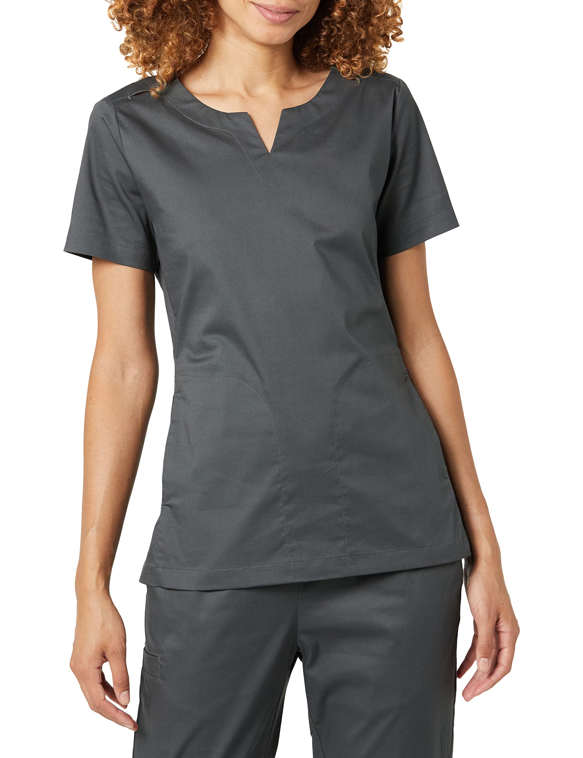 Photo 1 of Amazon Essentials Women's Classic Fit Split Neck Crew Scrub Top Small Charcoal