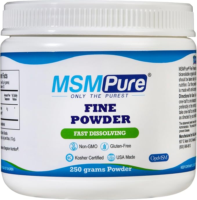 KALA HEALTH MSMPure Fast Dissolving Fine MSM Powder Crystals – US-Made MSM for Joint Health, Skin Appearance, and Hair & Nail Support – 8.8 oz, Organic Sulfur