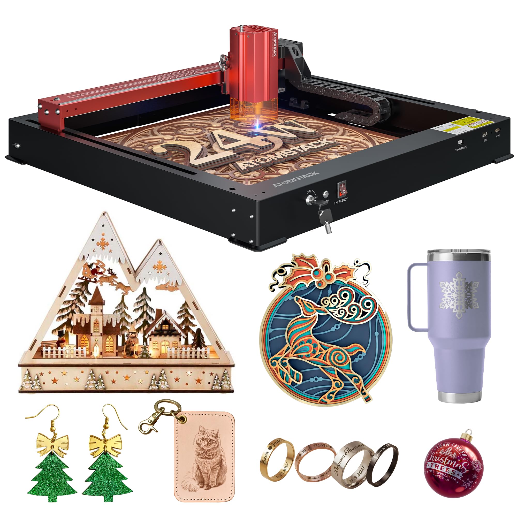 ATOMSTACK A24 PRO Laser Engraver 120W Unibody Laser Cutter,24W Output Efficient Expandable & Installation Free DIY Engraving Cutting Machine,600mm/s High Speed Laser Engraving Machine for Wood, Metal