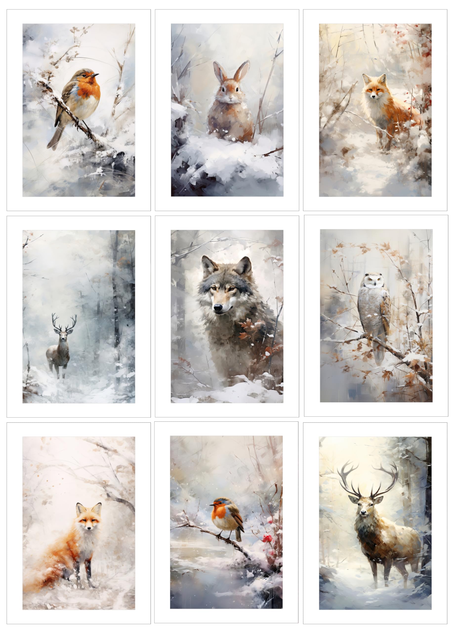 Winter Wildlife Christmas Cards - Pack of 9 - Size A6