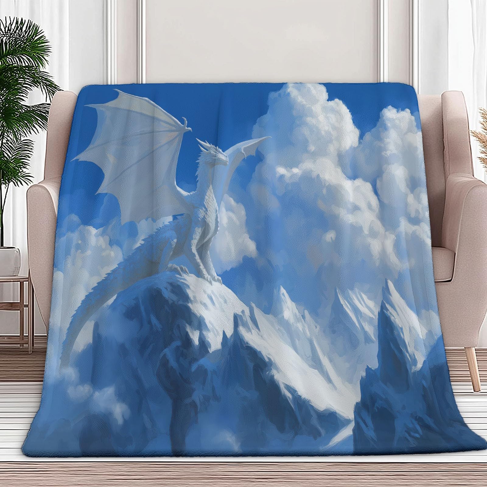 Couverture en flanelle dragon bleu pour envelopper de douceur vos enfants