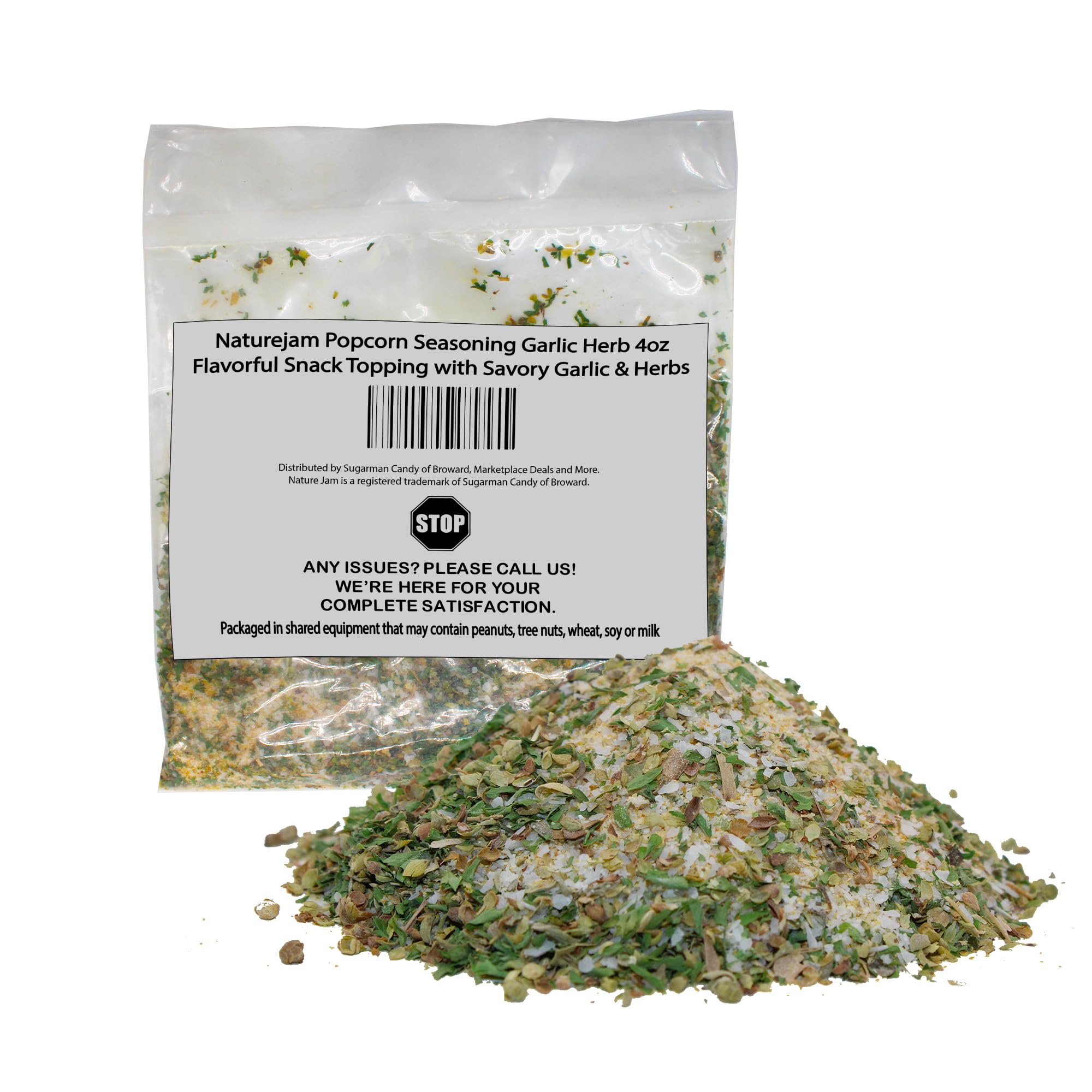 Naturejam Popcorn Seasoning Garlic Herb 4oz - Flavorful Snack Topping with Savory Garlic & Herbs - Great for Movie Night, Fries, Pasta, Veggies, Chips