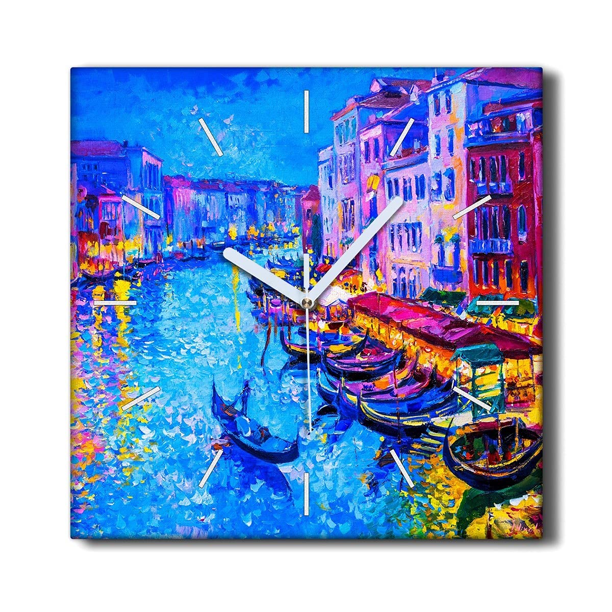 Horloge sur Toile anti tic-tac Coloray Bateaux de la Ville 30cm