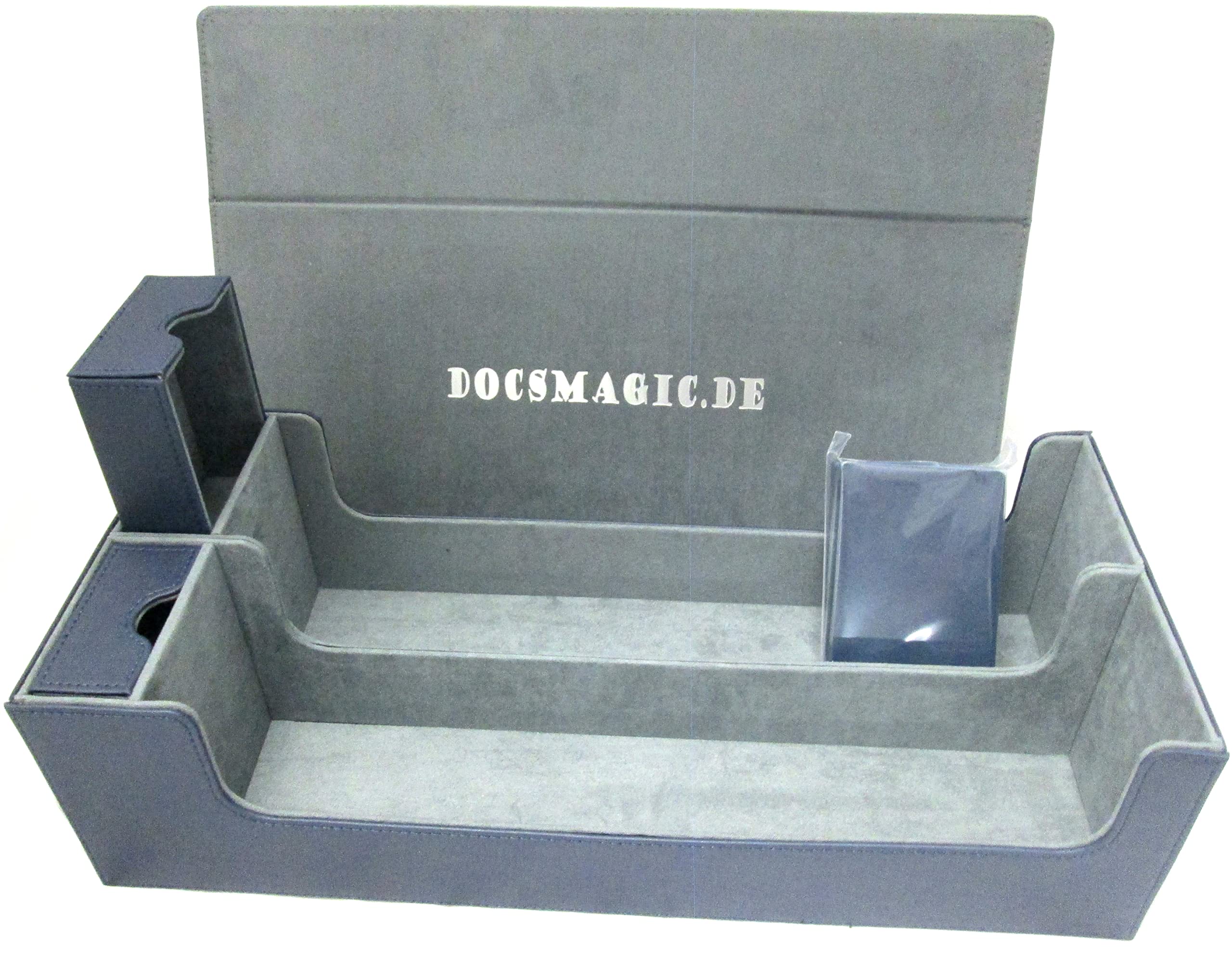 docsmagic.de Premium 2-Row Trading Card Storage Box Blue + Trays & Divider - MTG PKM YGO
