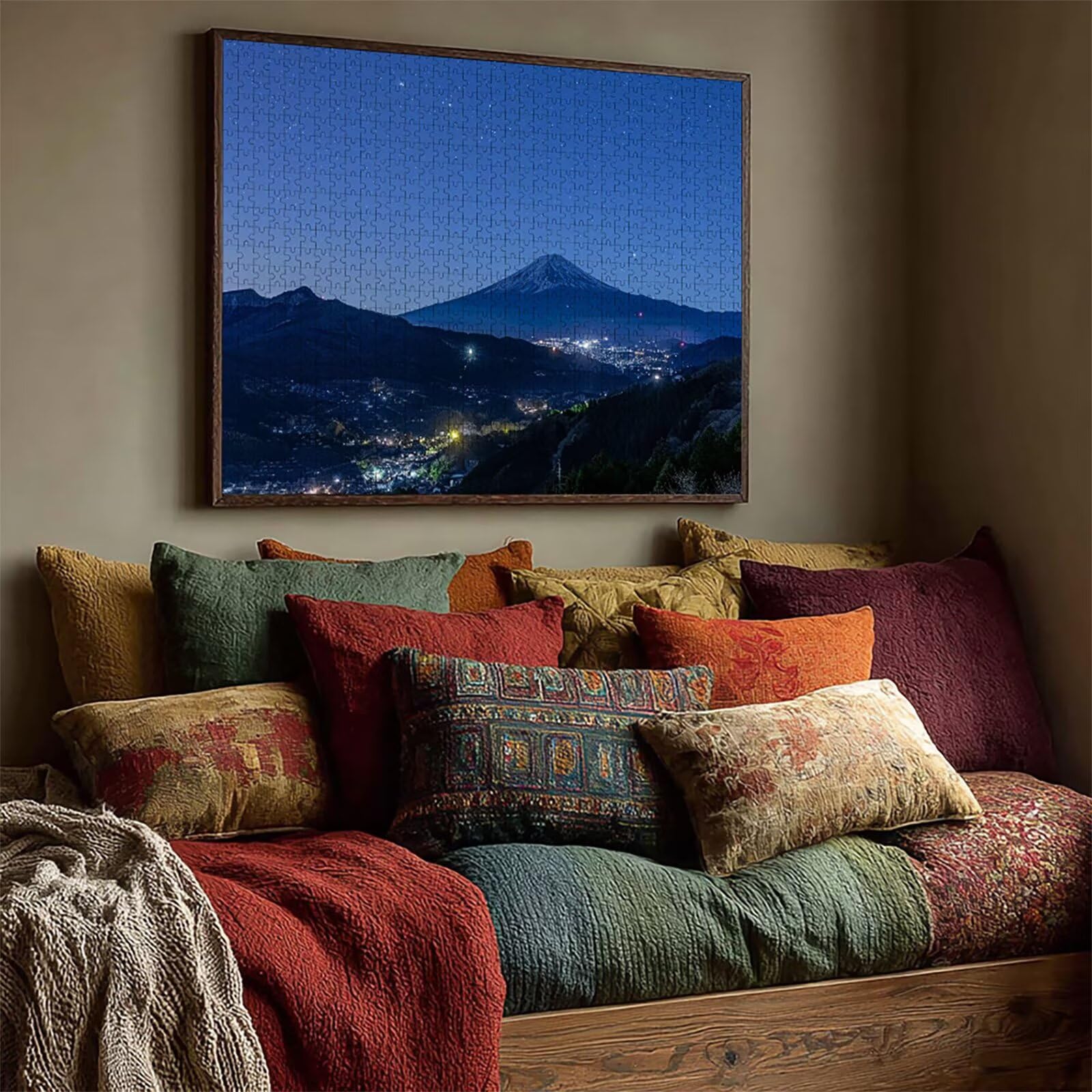 Gwiaździste niebo Puzzle 2000 sztuk dla dorosłych, drewniane puzzle z pudełkiem 99x70 cm, puzzle dla dorosłych o wysokiej trudności, DIY gra logiczna, kreatywna rozrywka, (góra Fuji) V-9063