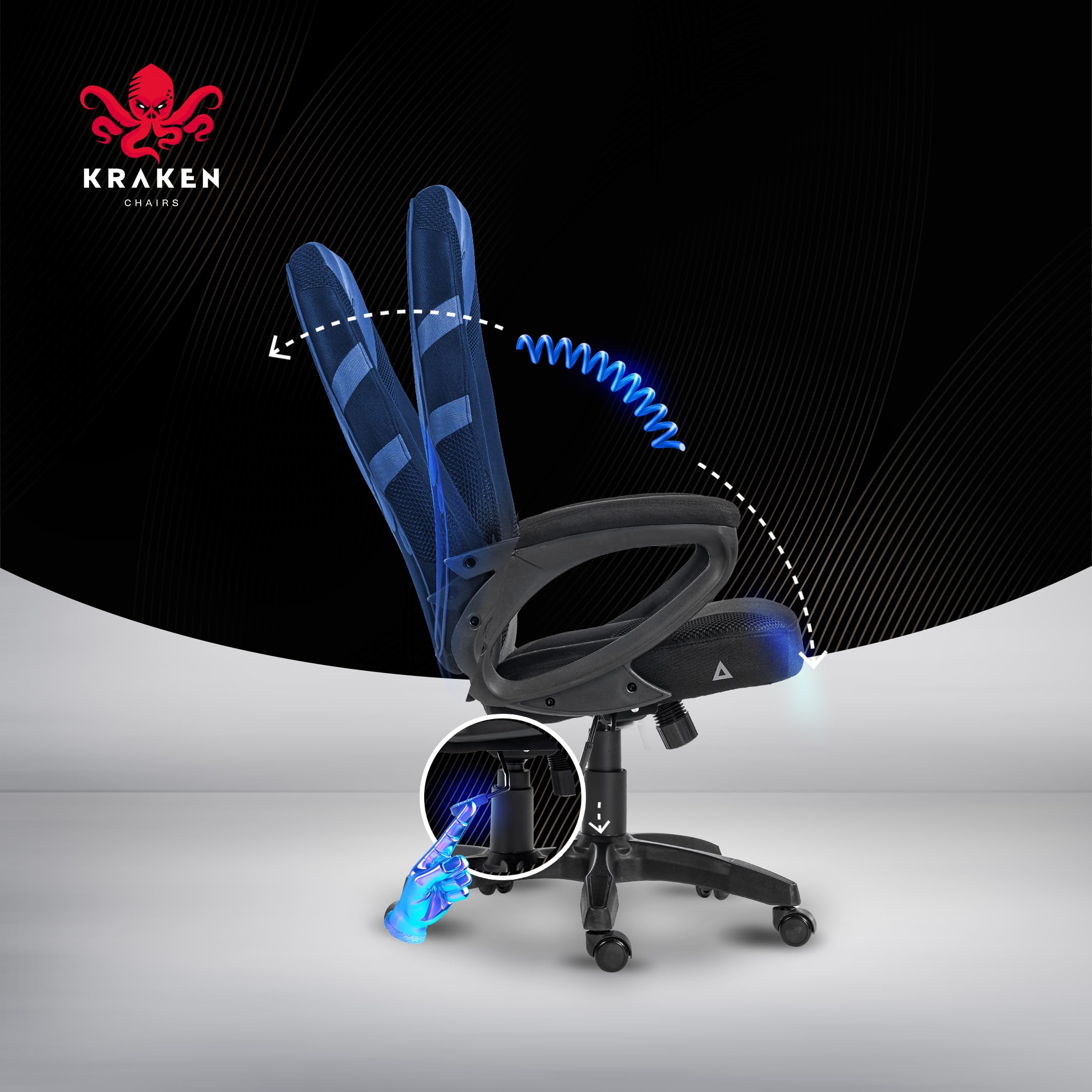 Sedia Gaming Tessuto Traspirante - Poltrona Gaming Ergonomica Con Inserti Mesh, Imbottitura Morbida, Funzione Dondolo E Gaslift, Sedia Ufficio Portata 130 kg, Nero-Grigio