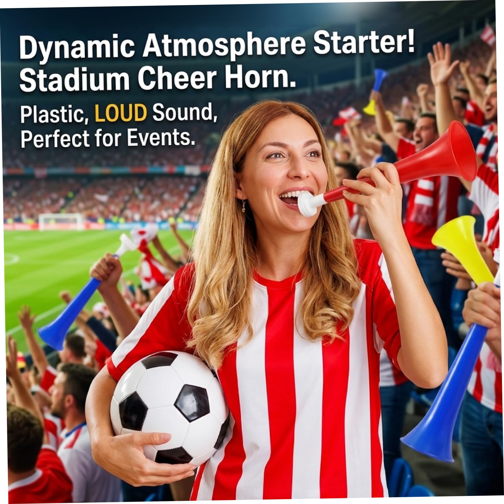 Klaxon de stade 10 pièces, soufflage plastique puissant Vuvuzela pour événements sportifs et football