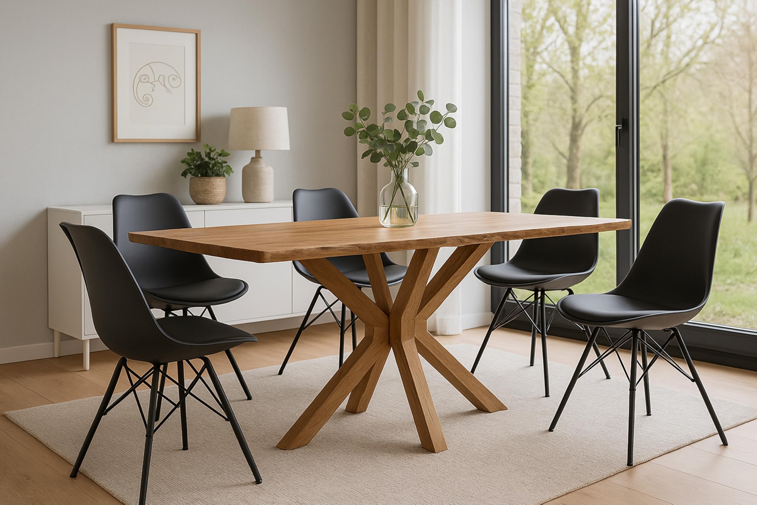 SAM Esstisch Prag 240x100 cm Akazie Natur Baumkante Spider-Gestell Holz