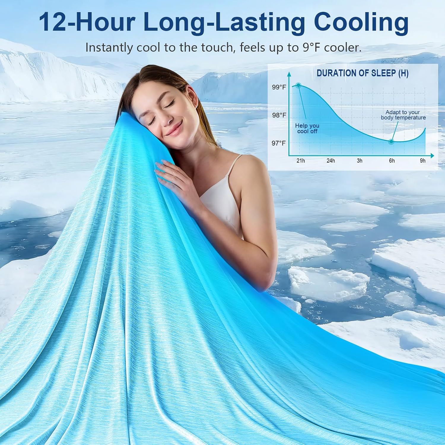 kmuset cooling blanket twin (60"x80"), double sided summer cooling blankets for hot sleepers & night sweats, cool soft lightweight blanket for dorm room essentials, picnic, gifts for women sky blue sky blue twin-60"x 80"