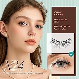 LASHVIEW Upgrade Magnetic Eyelashes with Applicator, Reusable Soft Magnetic Lashes Natural Look with 0.17mm Ultra-Thin Magnets No Glue Needed Easy to Wear and Remove-N24