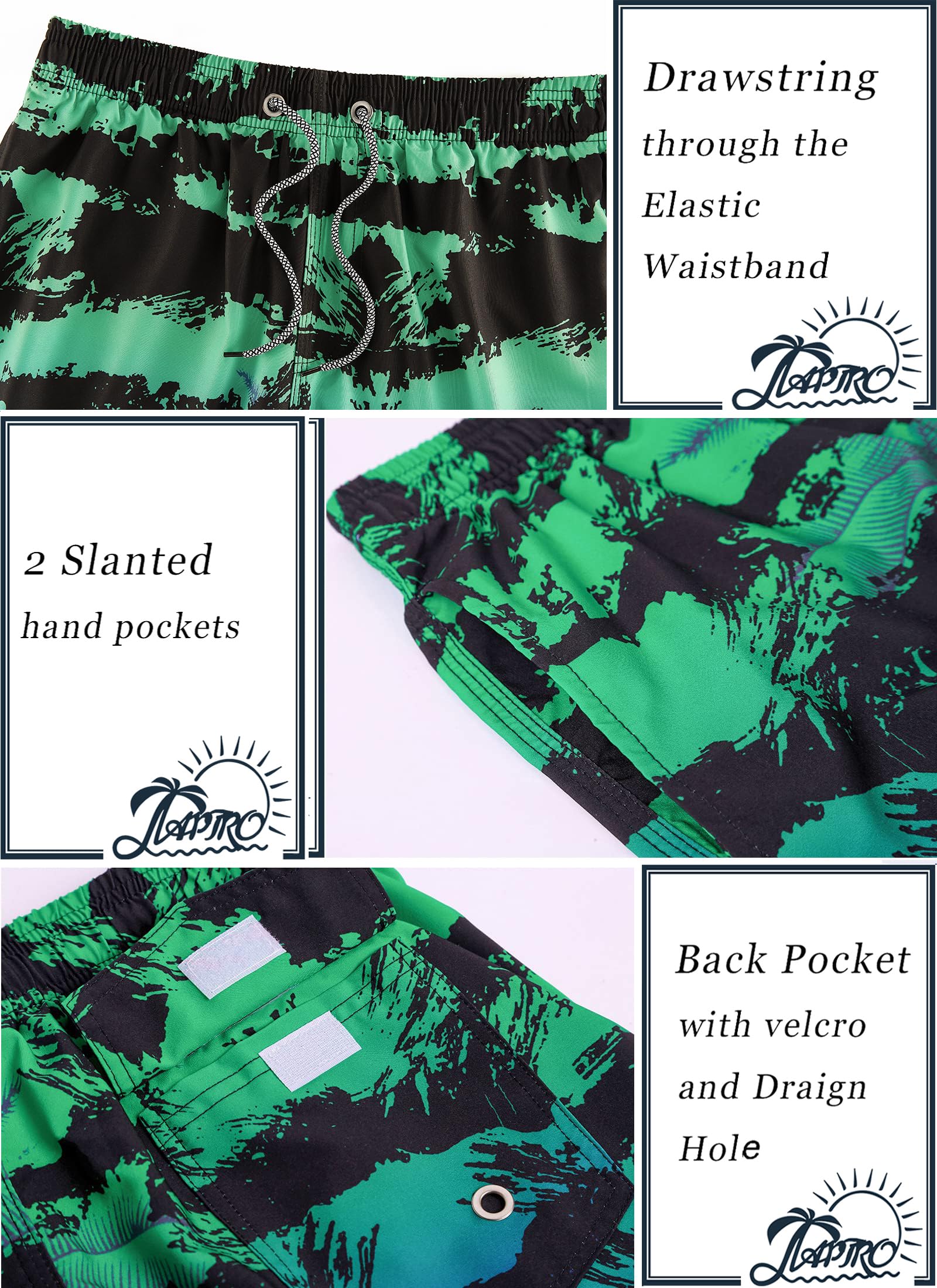 APTRO Costumi Pantaloncini da Bagno Uomo Mare Surf Piscina Stampa Hawaiana Estiva Grande Asciugatura Rapida con Fodera in Rete