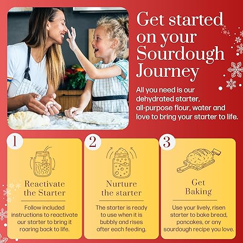 Miniatura 5 de Kit básico de masa madre sin gluten para más de 100 años de antigüedad, estilo reliquia deshidratada, para pan de masa madre, pizza, bollos,