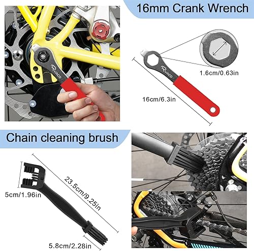 Miniatura 7 de Ryaco Juego de herramientas de cadena de bicicleta de 12 piezas (2025News) 3 piezas de cepillo de limpieza de bicicleta, alicates de eslabones de