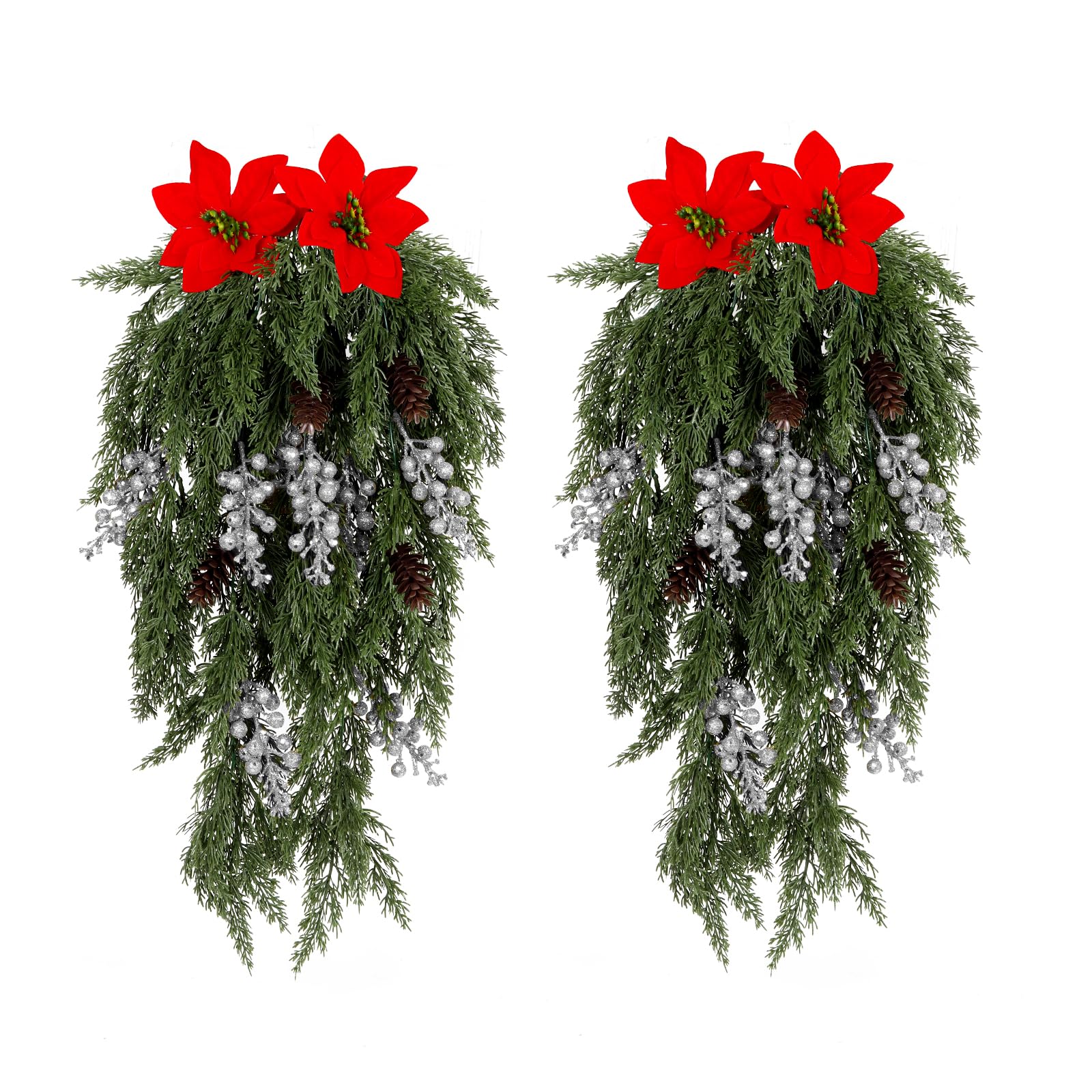 Tiges de verdure et fleurs de Noël artificielles pour une entrée festive