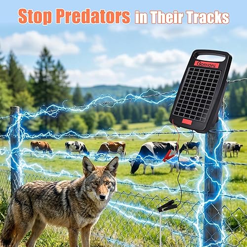 Miniatura 5 de Cargador de Cerca Eléctrica Solar Mejorado 5Miles con Alarma de Cortocircuito, 0.11J Cargador Solar de Cerca Protección de 24 Horas, con Panel