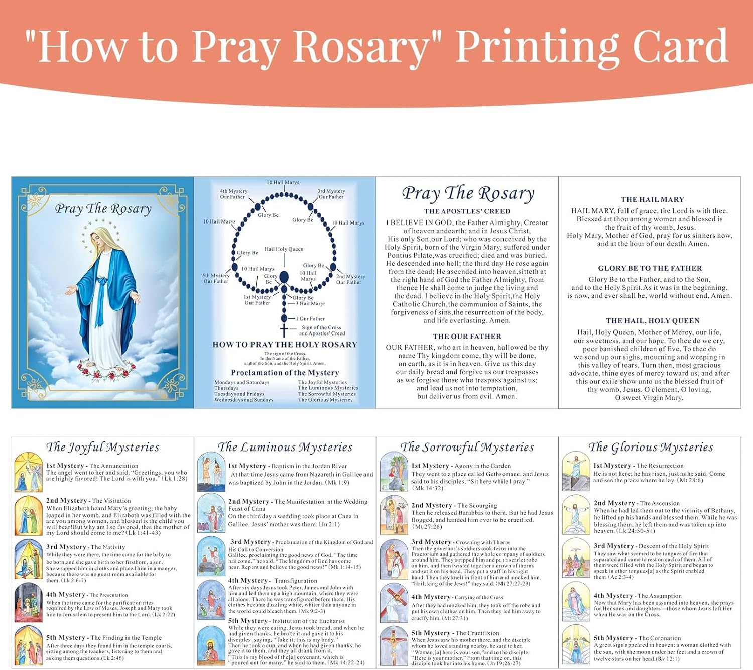 FaithHeart Virgin Mary Rosary for Women, Gold/Silver/Rose Gold/Black Stainless Steel Rosary Necklace for Women Dainty Catholic Gifts with Pray Card and Gift Box - Image 6