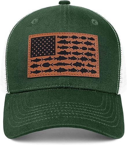 Miniatura 2 de Sombreros de camionero con bandera de pez estadounidense, regalos de pesca para hombres, sombreros de pesca al aire libre, perfectos para acampar y