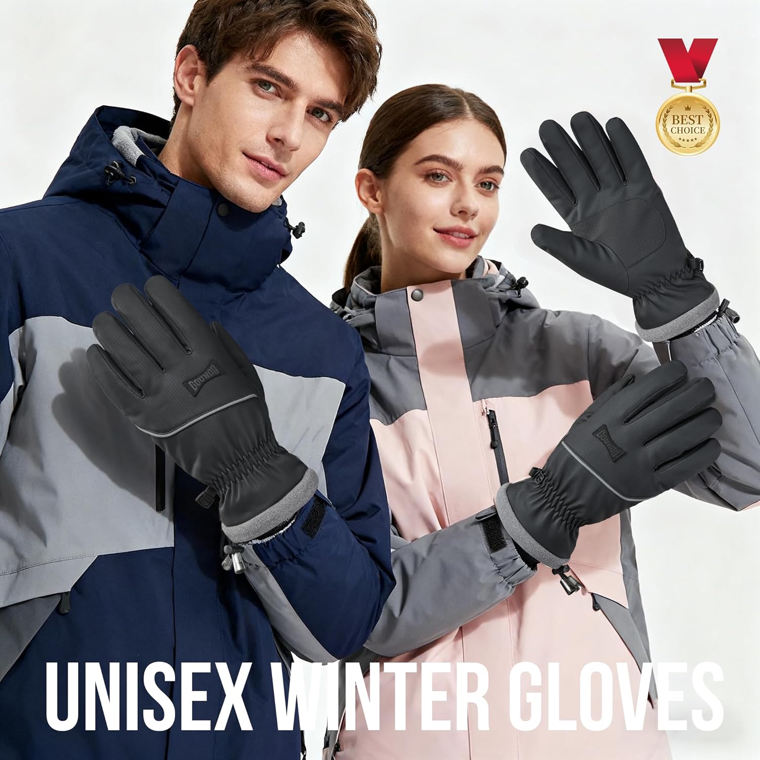 GOUNOD Winter Gloves for Women Men, Thermal Insulated Waterproof Windproof Cold Weather Gloves, Touch Screen Compatible, Non-Slip Grip for Running, Driving, Cycling, Hiking