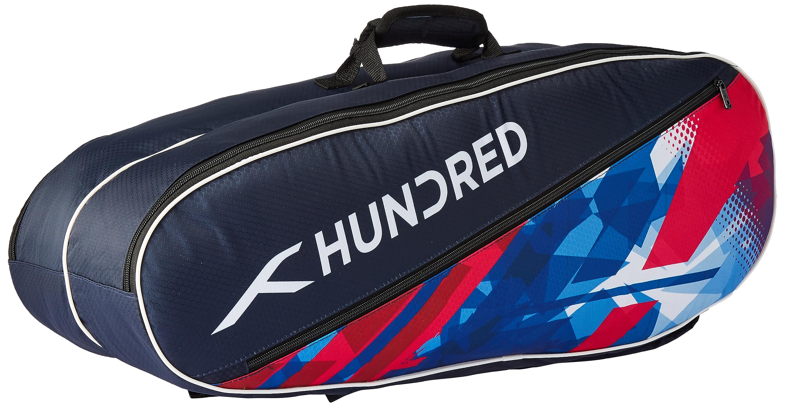 HUNDRED Ideal Badminton and Tennis Racquet Kit Bag | 2 Compartment with Side Pouch | Easy-Carry Handle | Padded Back Straps | Front Zipper Pocket