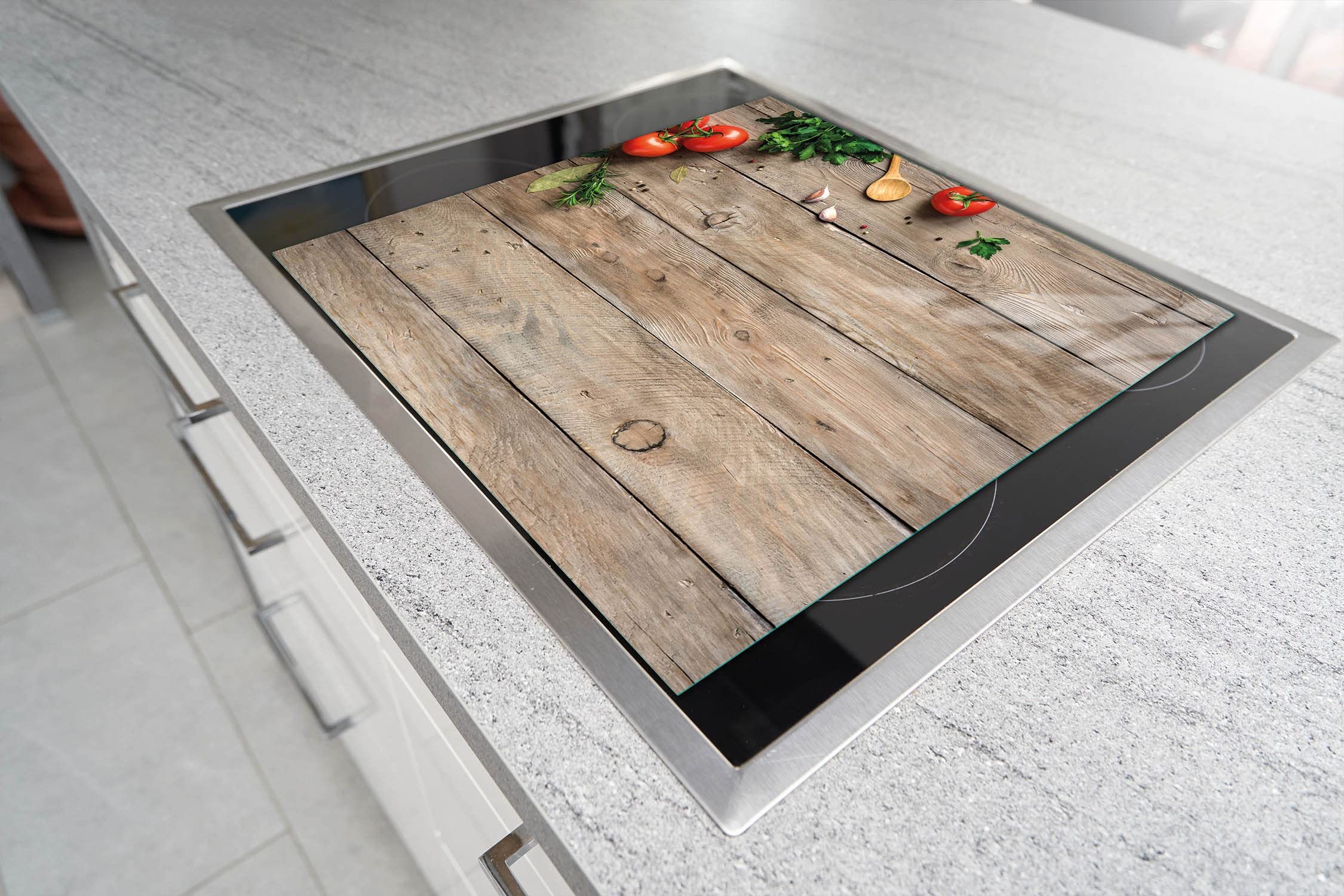 Planche à Découper Verre Trempé DarHaus 52x40 Cm - Protection Cuisinière Paysage Coloré