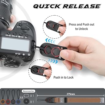 SUNYA Camera Wrist Strap with Quick Release Buckle. Nylon Rope Hand Strap Compatible for DSLR or Mirrorless Camera