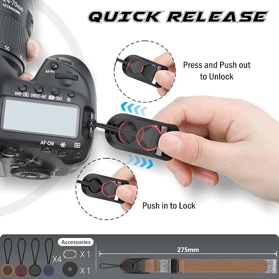 SUNYA Camera Wrist Strap with Quick Release Buckle. Nylon Rope Hand Strap Compatible for DSLR or Mirrorless Camera