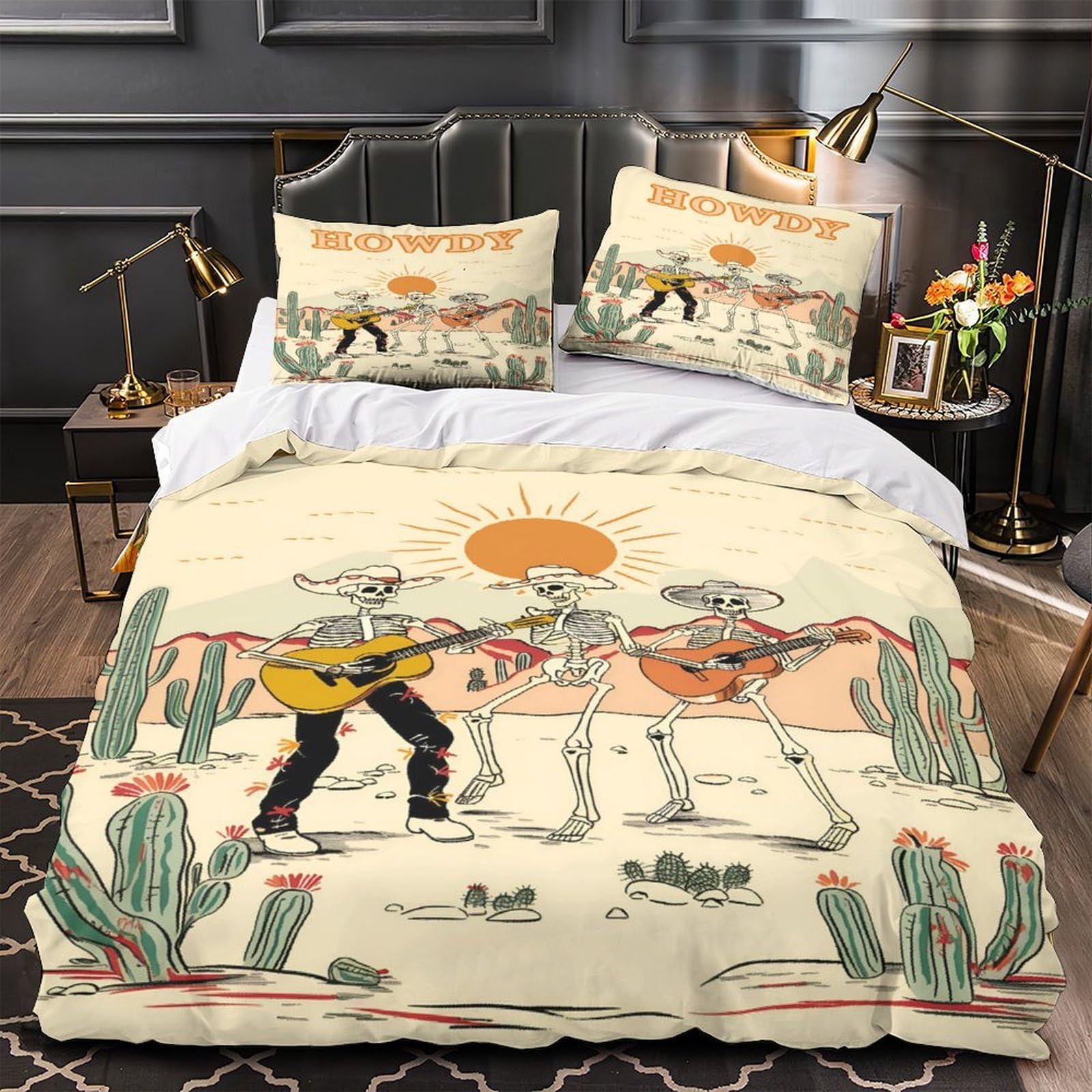 Housse de couette musiciens squelettes en microfibre de lit haut de gamme 3D