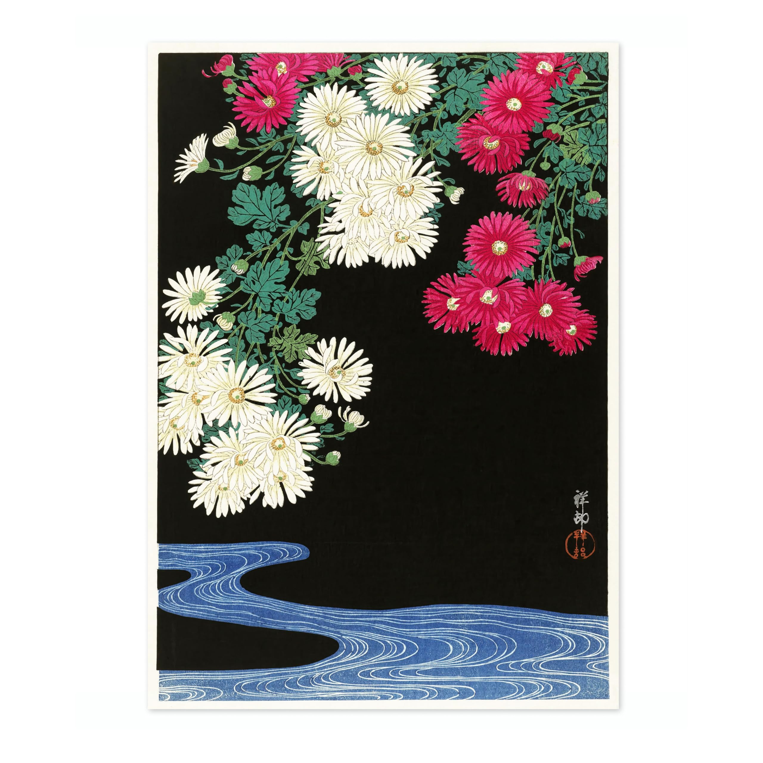 Chrysanthemums Ohara Koson Poster, Japanese Woodblock Ukiyo-E Print, Vintage Nature Art Picture Animal Painting Wall Art Exhibition, Japan Artwork Home Decor, A2 (Print Only) - 59.4x42cm — image 1