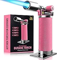 Vista 15 de RAVS Encendedor de butano, soplete de cocina recargable con llama ajustable y hebilla de seguridad, mini linterna de metal premium para hornear