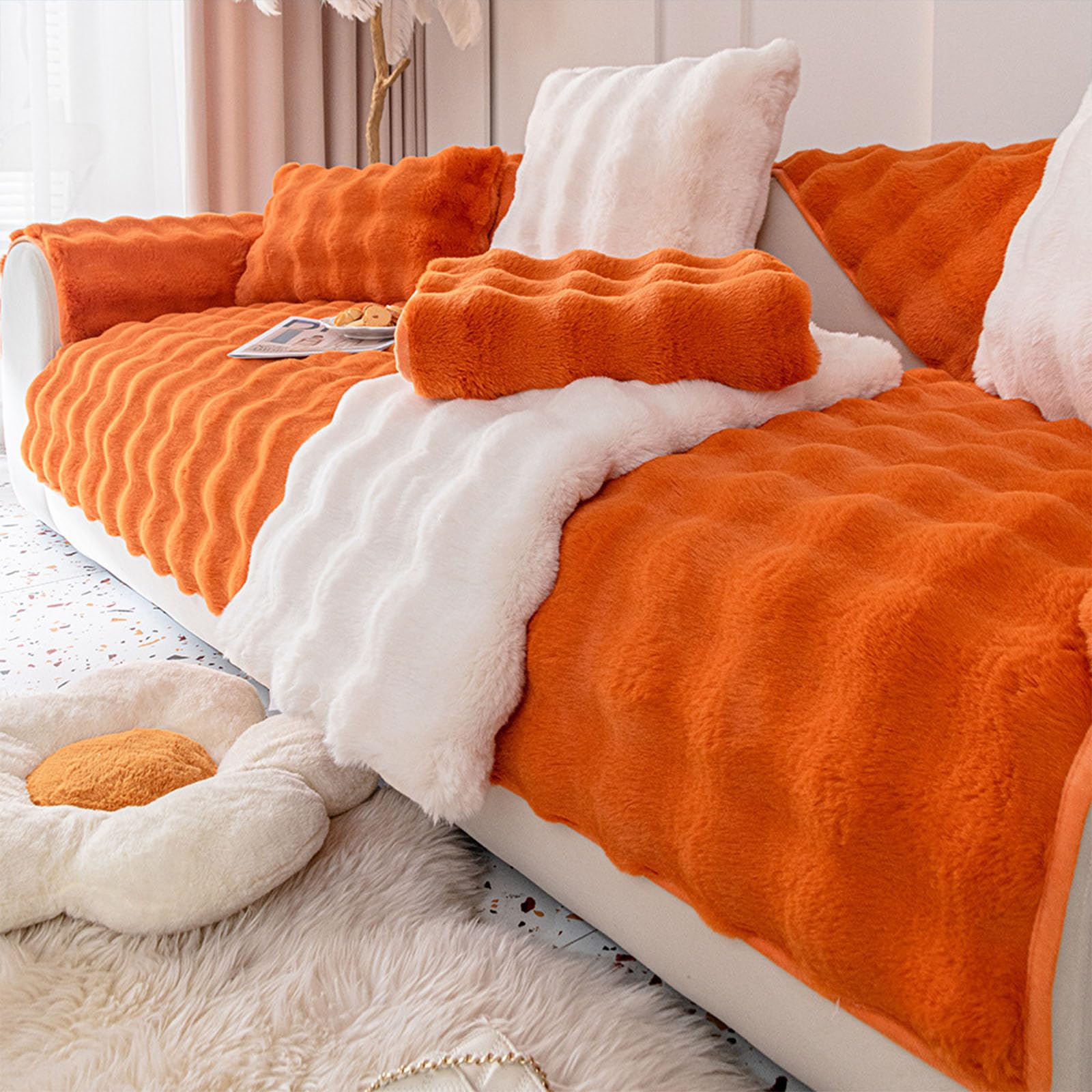 Couvertures pour 1 2 3 places en fausse fourrure de lapin hiver