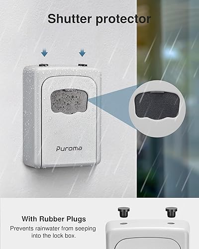 Miniatura 7 de Puroma Caja de cerradura de llave, impermeable, portátil, reiniciable, montada en la pared y para colgar, caja de seguridad para llaves de casa,