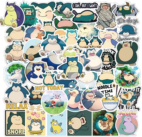 Paquete de 52 calcomanías de anime, calcomanías de vinilo estético de dibujos animados impermeables para botella de agua, laptop, teléfono, sombrero